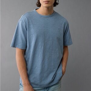 American Eagle Super Soft Standard Fit Light Blue 3XL Crew Neck Tee Light Cotton